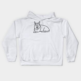 Tongue Out Tuesday Dog Corgi Minimal Line Drawing Kids Hoodie